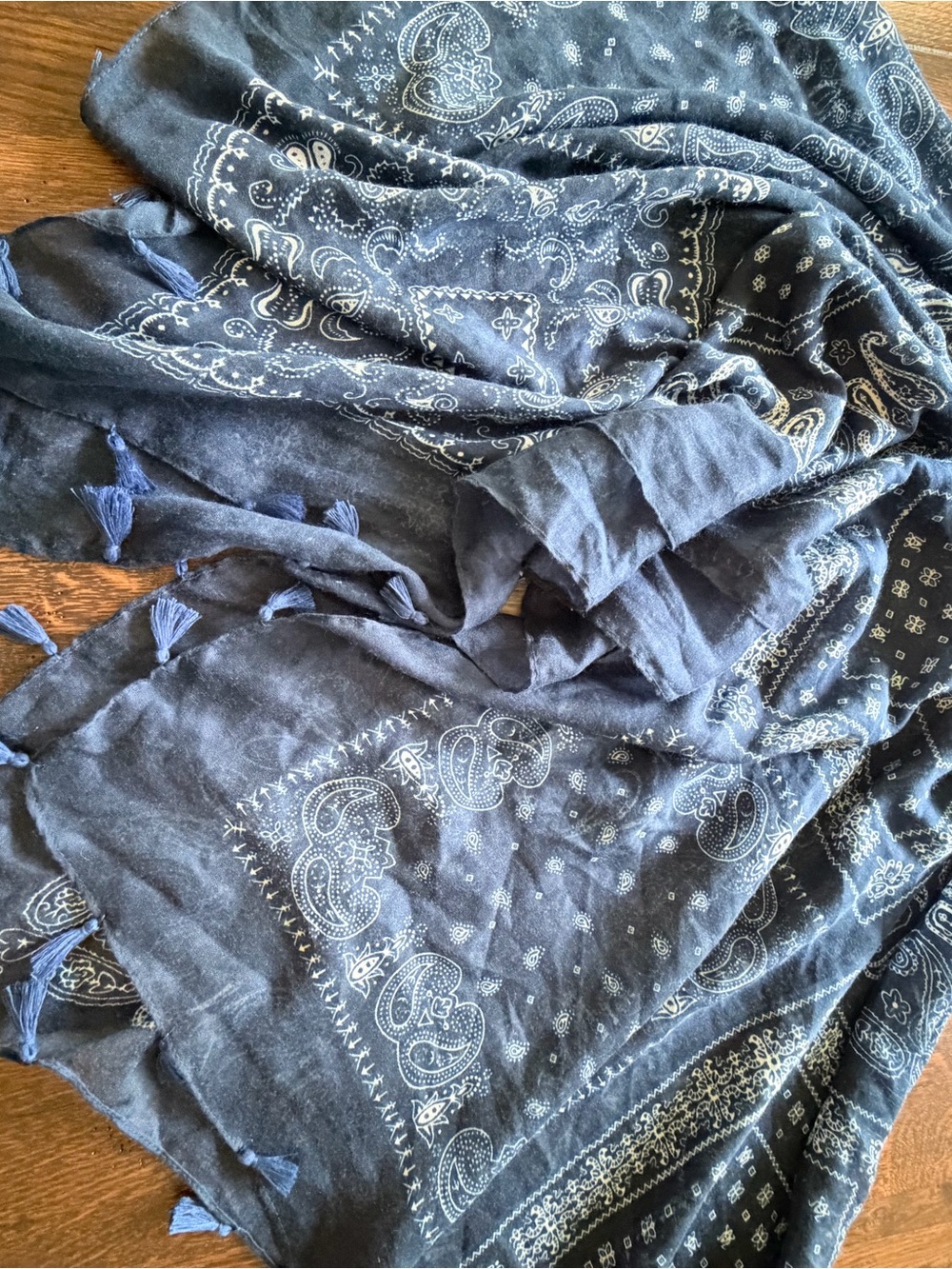 Navy Paisley Scarf/Shawl cover up